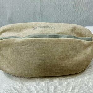 United Airlines Therabody Tan Travel Crossbody Bag with sleep mask